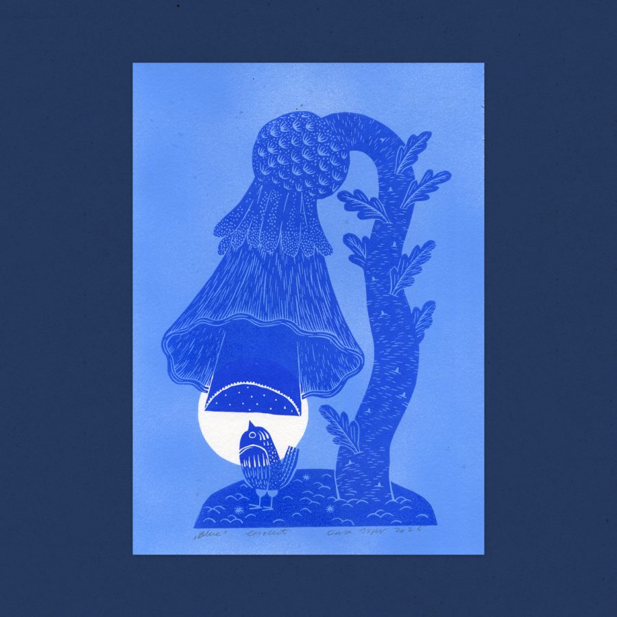 Artwork Blue Linocut Oana Ispir