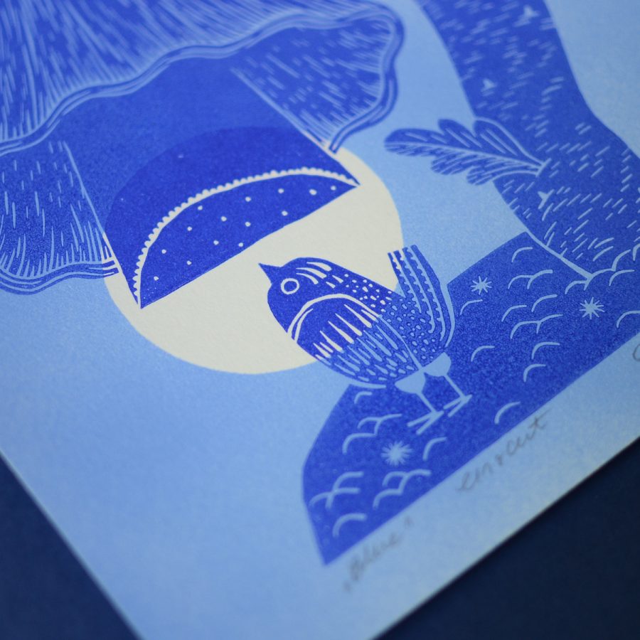 Blue – A4 / Linocut - imagine 2