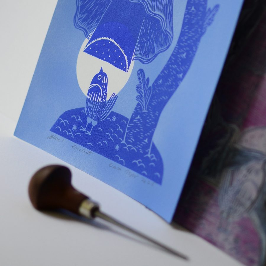 Blue – A4 / Linocut - imagine 6