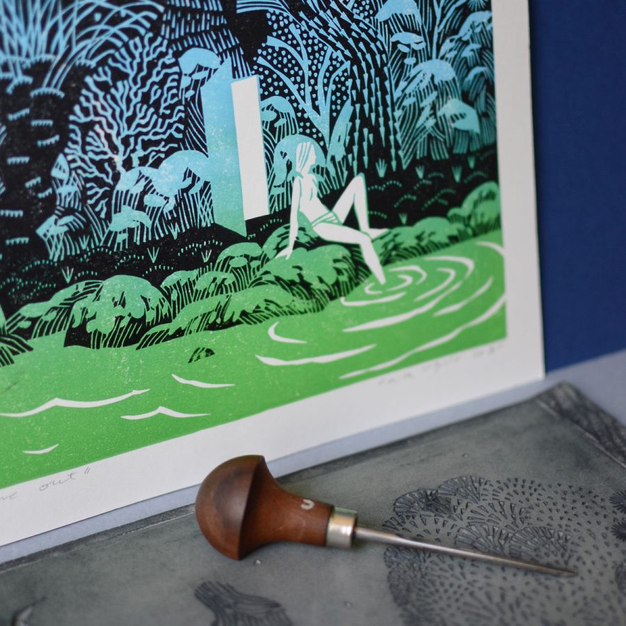 Time out - A3 / Linocut - imagine 8