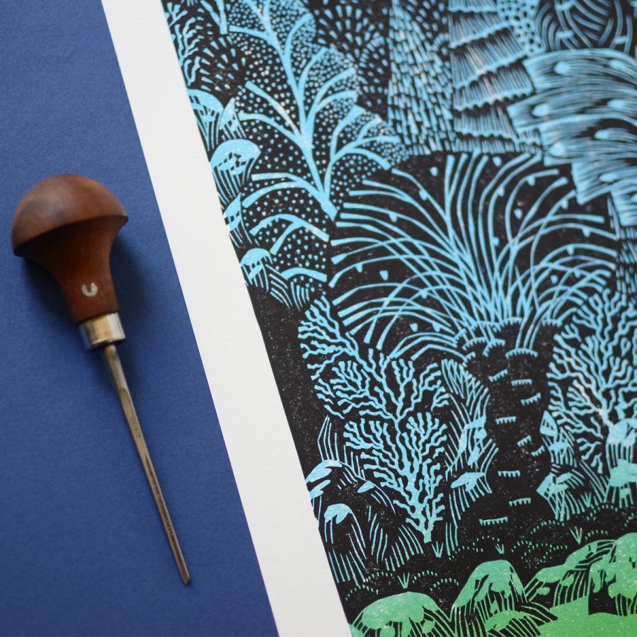 Time out - A3 / Linocut - imagine 5