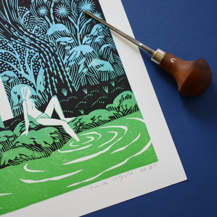 Time out - A3 / Linocut - imagine 2